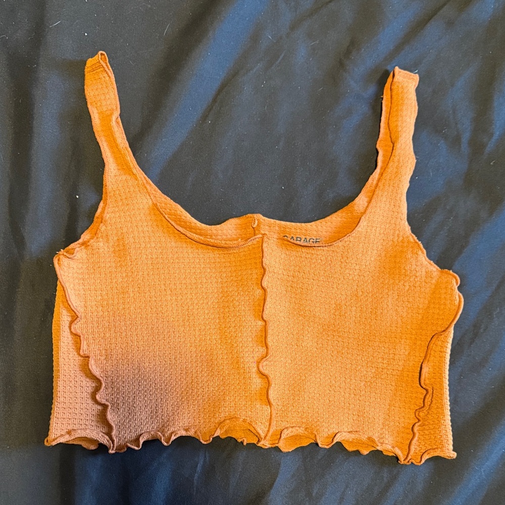 Garage Tangerine Ruffle Edge Tank Top